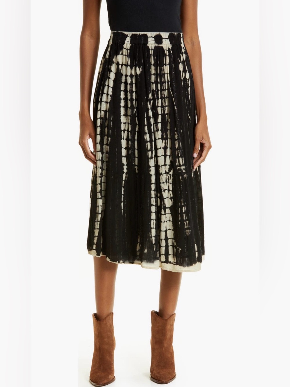 EUC BA&SH Kylie Tie Dye Animal Print Midi Skirt size L